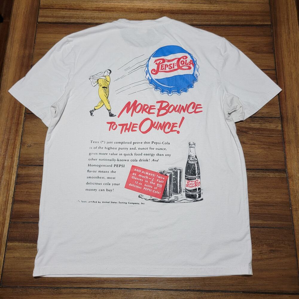 Romwe x Pepsi White Unisex Tee "More Bounce To The Ounce" - Size Medium